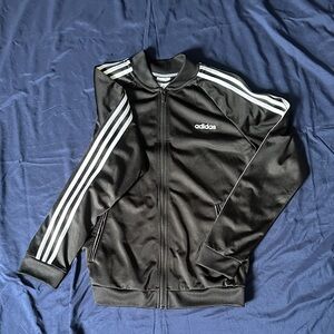 Adidas Men's Classic Black Jacket with White Stripes